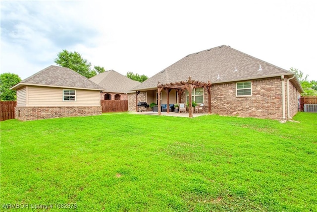 5707 Callaway Ln, Fort Smith, AR 72916 - rear view of property featuring a pergola, a patio area, a fenced backyard, and brick siding