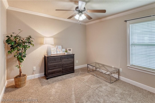 5707 Callaway Ln, Fort Smith, AR 72916 - bedroom with carpet flooring, ornamental molding, and ceiling fan