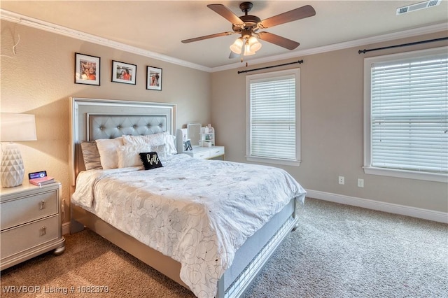 5707 Callaway Ln, Fort Smith, AR 72916 - bedroom with carpet, ornamental molding, and a ceiling fan