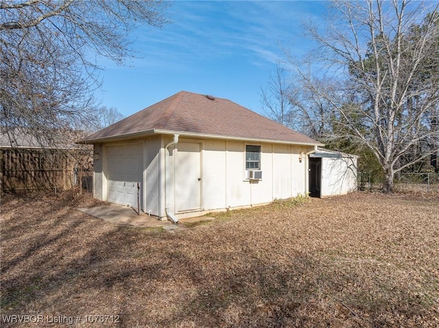 exterior space featuring a garage