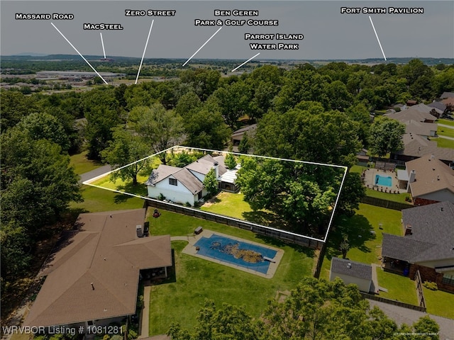 8901 Royal Ridge Dr, Fort Smith, AR 72903 - aerial view of residential area featuring property boundaries highlighted and a pool area