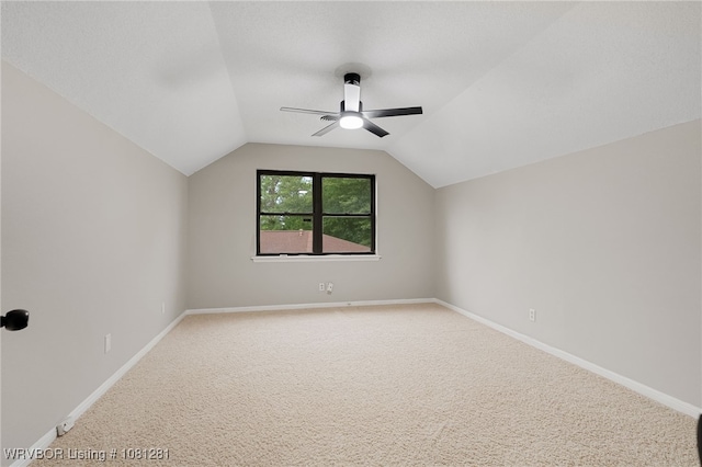 8901 Royal Ridge Dr, Fort Smith, AR 72903 - bonus room featuring ceiling fan, carpet floors, vaulted ceiling, and baseboards