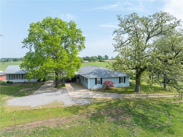 255 Spielerville Rd, Paris, AR 72855 - view of front of property featuring driveway, a front yard, and metal roof
