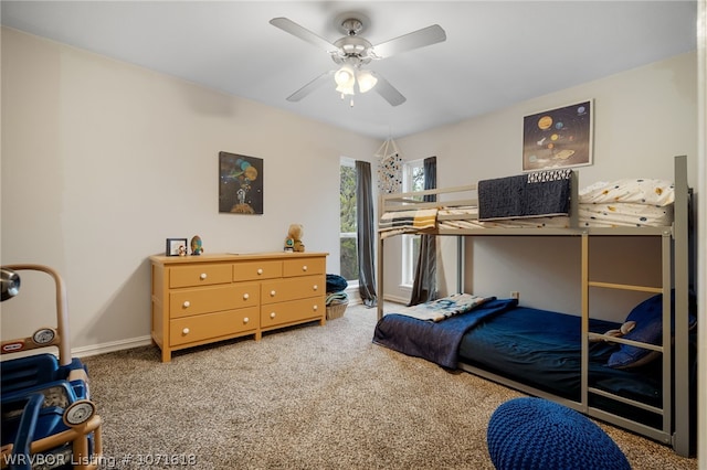 bedroom with carpet and ceiling fan