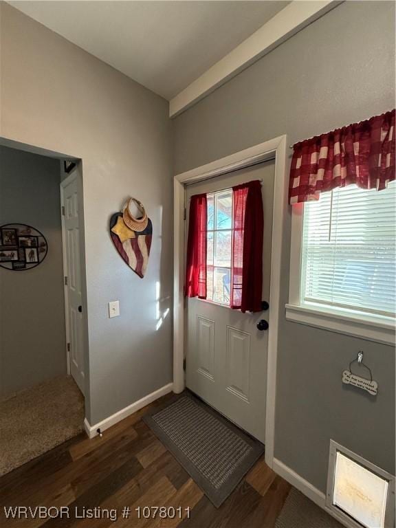 doorway to outside featuring dark hardwood / wood-style floors