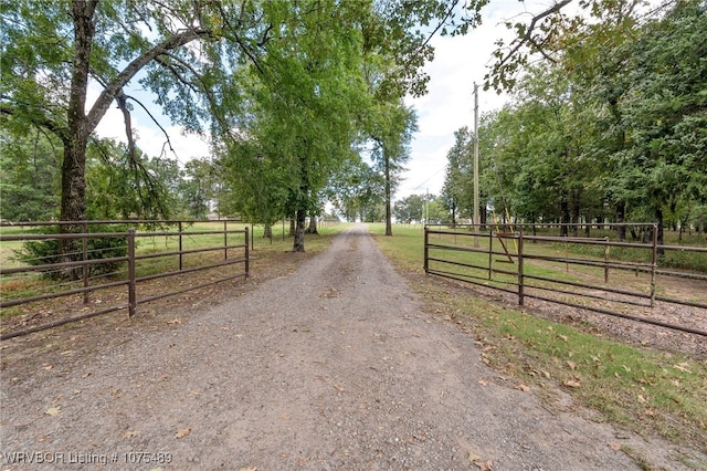 view of road featuring a rural view