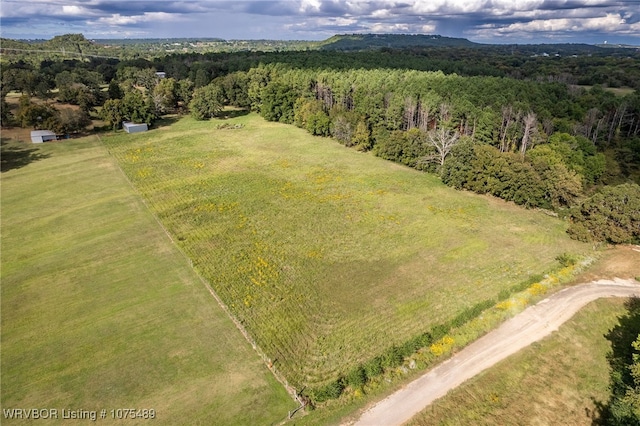 birds eye view of property with a rural view