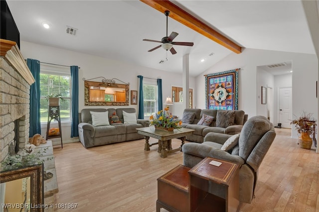108498 4566th Rd, Sallisaw, OK 74955 - living area with a ceiling fan, light wood-type flooring, and recessed lighting