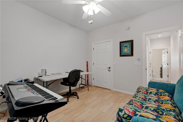108498 4566th Rd, Sallisaw, OK 74955 - home office featuring wood finished floors and a ceiling fan