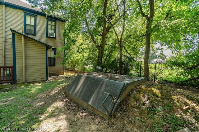 view of storm shelter