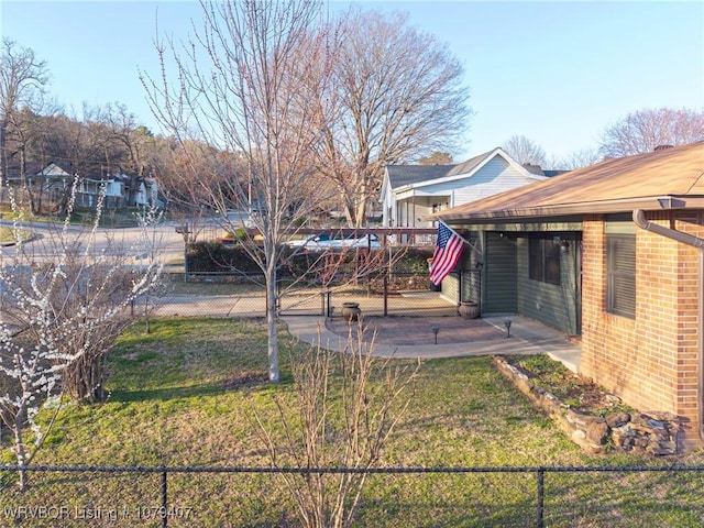 view of yard with a deck and fence