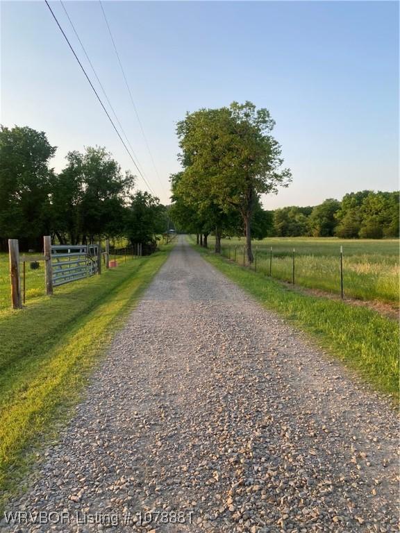 view of road with a rural view