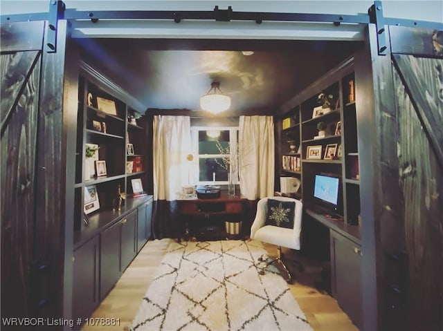 living area with wood-type flooring