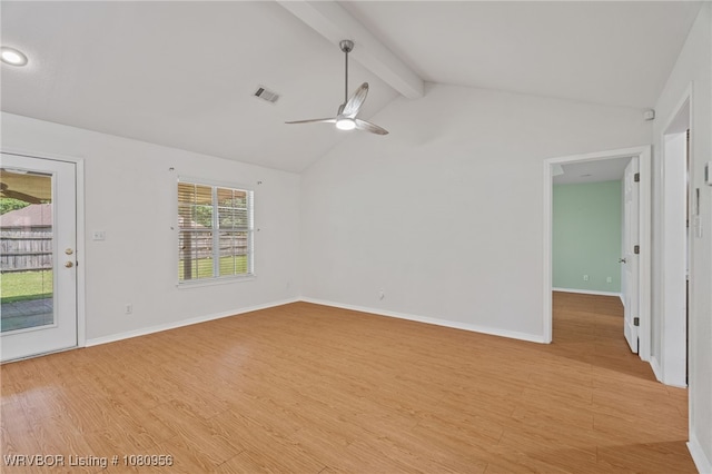 813 Melba Denton Ln, Sallisaw, OK 74955 - spare room featuring light wood-type flooring, ceiling fan, and baseboards