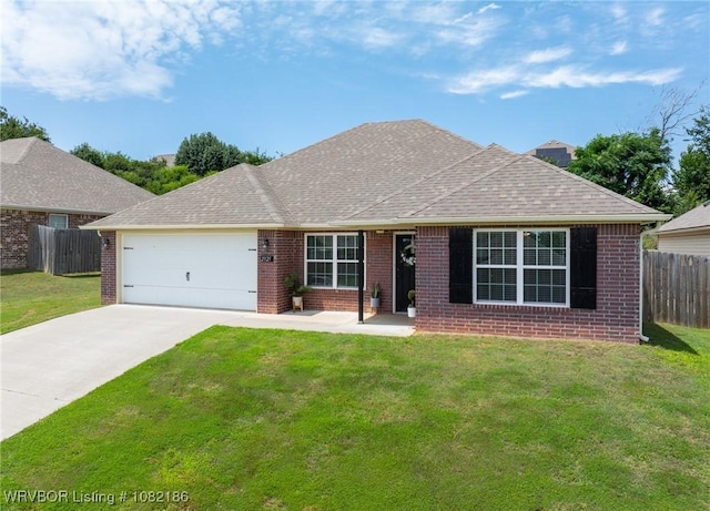 2325 Amy Ln, Van Buren, AR 72956 - ranch-style home with brick siding, a garage, driveway, and roof with shingles