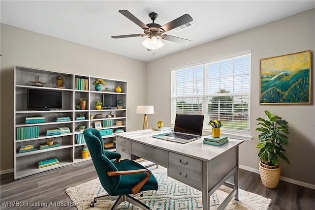 2325 Amy Ln, Van Buren, AR 72956 - office with a ceiling fan and wood finished floors
