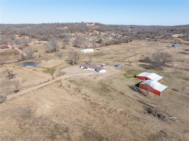 aerial view featuring a rural view