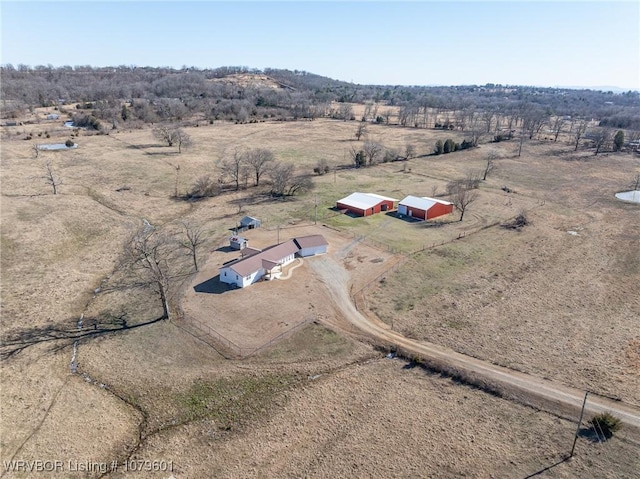 drone / aerial view featuring a rural view