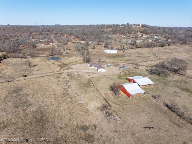 aerial view featuring a rural view