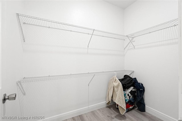 spacious closet with light hardwood / wood-style floors