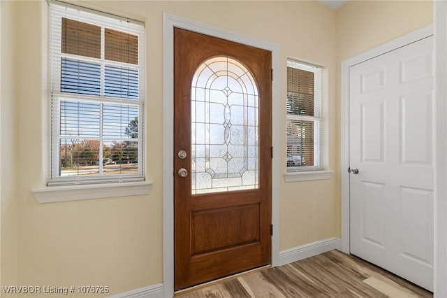 foyer entrance featuring light wood-type flooring