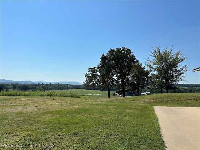 view of yard featuring a mountain view and a rural view