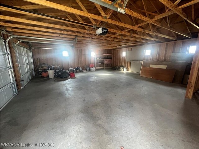 garage with a garage door opener