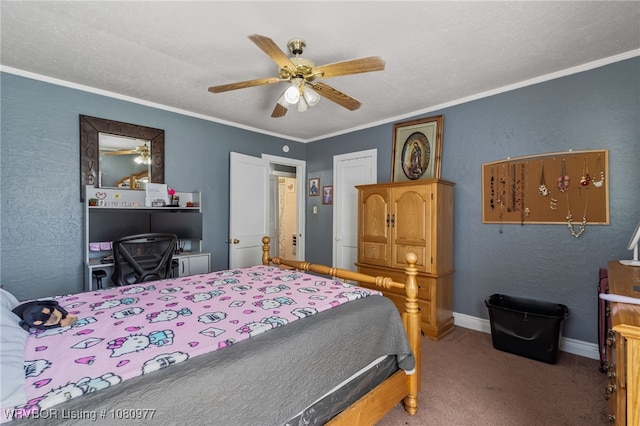 4209 Old Jenny Lind Rd, Fort Smith, AR 72901 - carpeted bedroom with a ceiling fan, baseboards, and crown molding