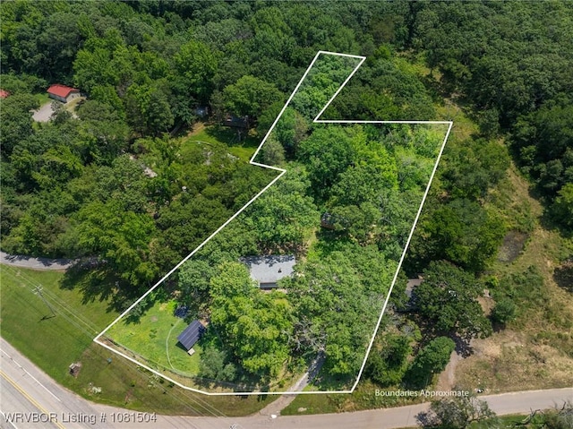 1310 Pigeon Creek Rd, Mountainburg, AR 72946 - aerial view of property's location with a heavily wooded area and property parcel outlined