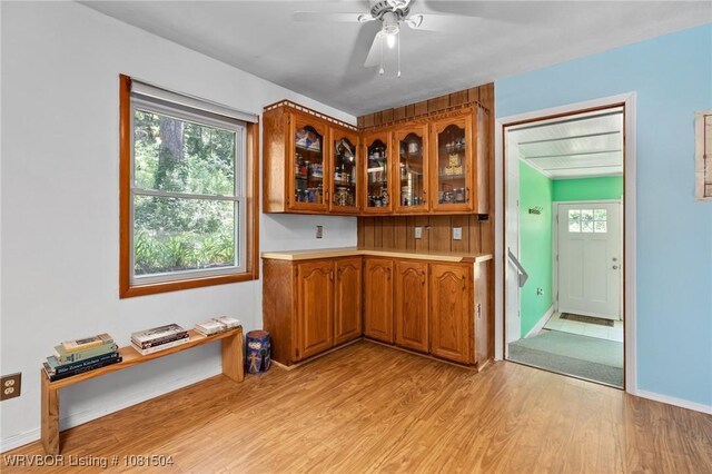 1310 Pigeon Creek Rd, Mountainburg, AR 72946 - bar area featuring light wood finished floors and ceiling fan