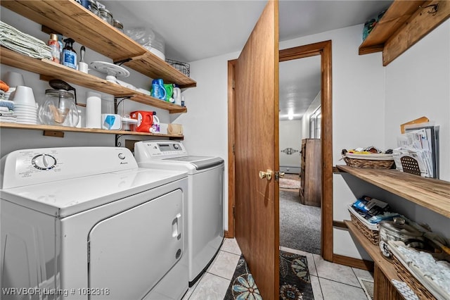 106078 S 4715th Rd, Muldrow, OK 74948 - laundry room with separate washer and dryer and light tile patterned flooring