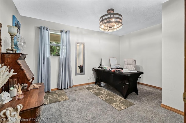 106078 S 4715th Rd, Muldrow, OK 74948 - office area with carpet floors and a textured ceiling