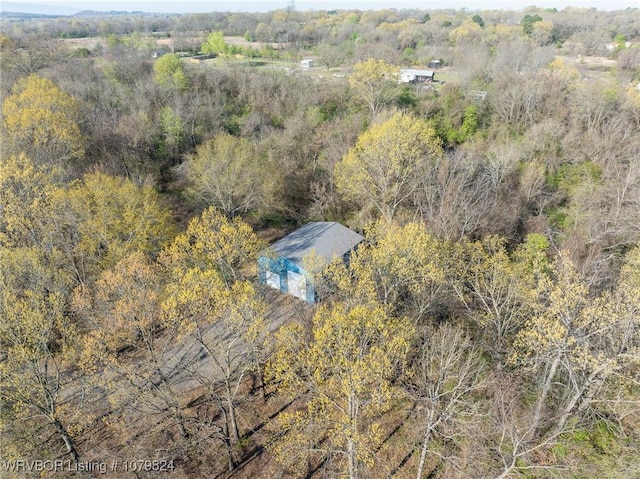 bird's eye view with a view of trees