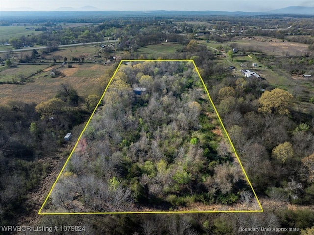birds eye view of property featuring a rural view