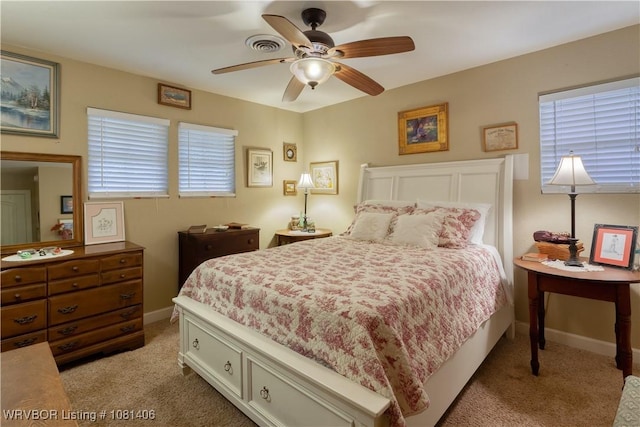 1326 56th Ter, Fort Smith, AR 72904 - bedroom with light colored carpet, baseboards, and a ceiling fan