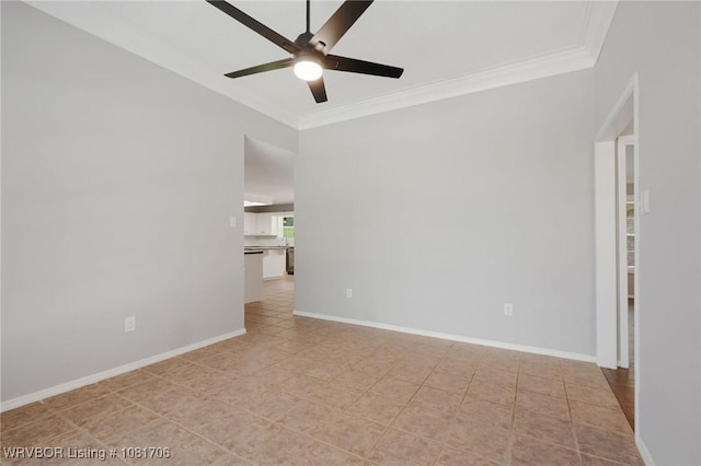 10116 Hanover Ct, Fort Smith, AR 72908 - spare room with a ceiling fan, ornamental molding, and light tile patterned floors