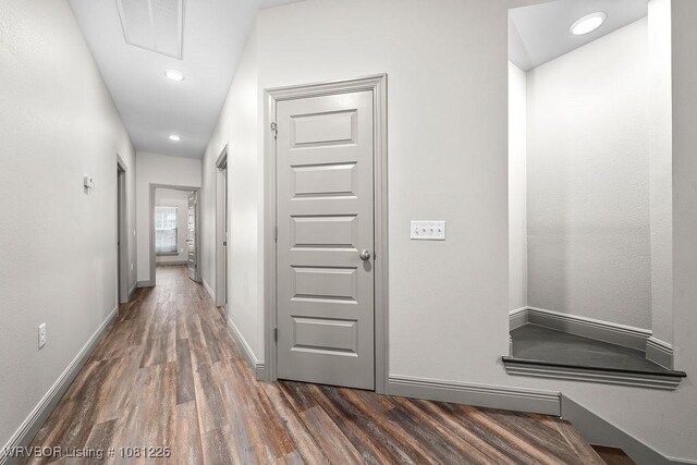 9205 R A Young Jr Dr, Fort Smith, AR 72916 - hallway featuring dark wood-style flooring, baseboards, and recessed lighting