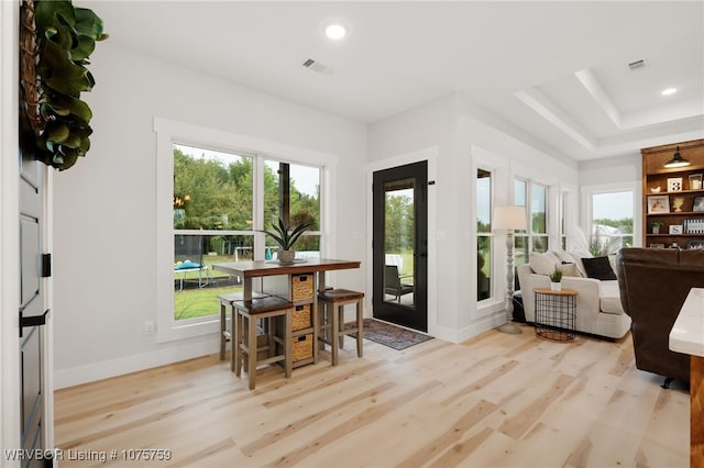 dining room with light hardwood / wood-style flooring