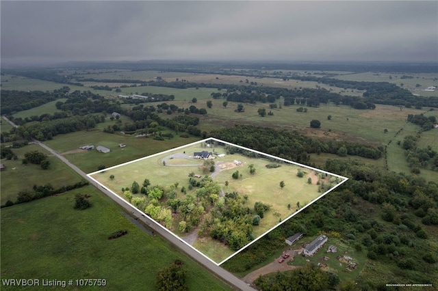 drone / aerial view featuring a rural view