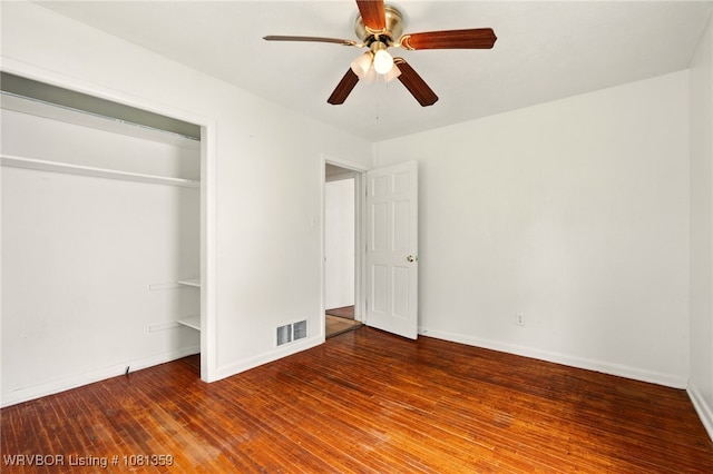 4002 57th St, Fort Smith, AR 72904 - unfurnished bedroom featuring wood finished floors, a closet, and ceiling fan