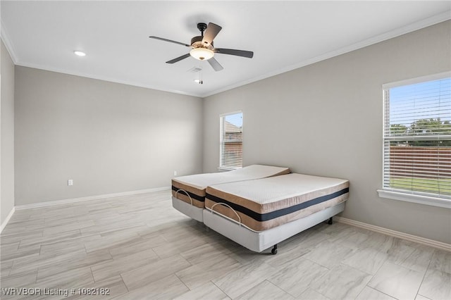 9505 Harmony Ridge Rd, Fort Smith, AR 72916 - bedroom with crown molding, ceiling fan, and recessed lighting