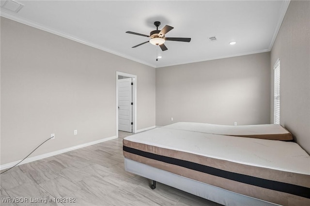 9505 Harmony Ridge Rd, Fort Smith, AR 72916 - bedroom with ornamental molding, recessed lighting, and a ceiling fan