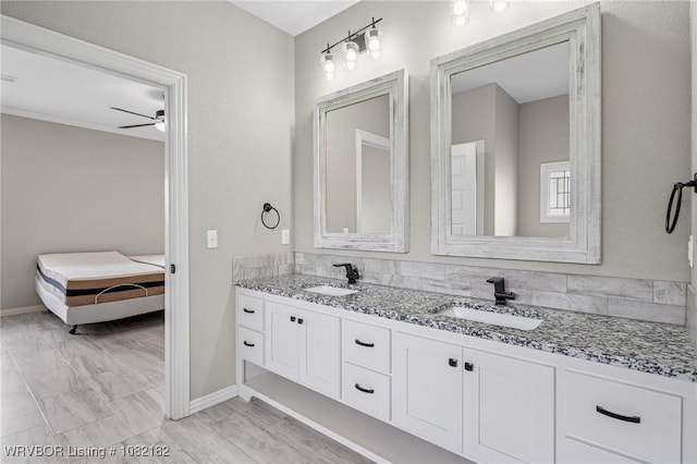 9505 Harmony Ridge Rd, Fort Smith, AR 72916 - full bath with double vanity and ceiling fan