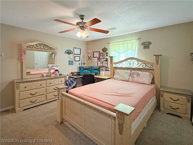 3809 Chaffee Dr, Fort Smith, AR 72904 - bedroom featuring light carpet, a textured ceiling, and ceiling fan