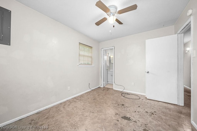 121 Dartmouth Ln, Fort Smith, AR 72908 - unfurnished bedroom featuring electric panel, ensuite bath, and a ceiling fan