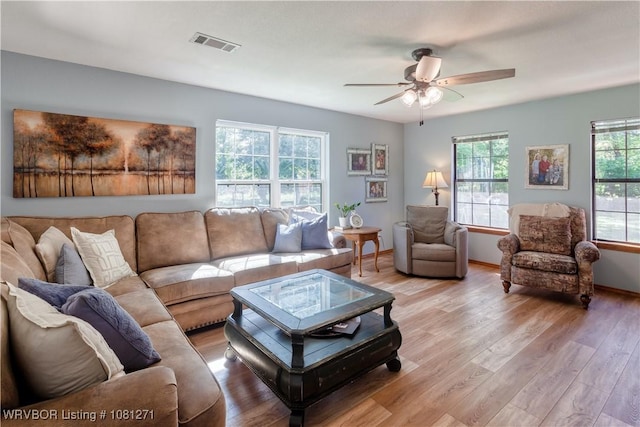 3001 Coral Cir, Alma, AR 72921 - living area featuring light wood-type flooring and ceiling fan
