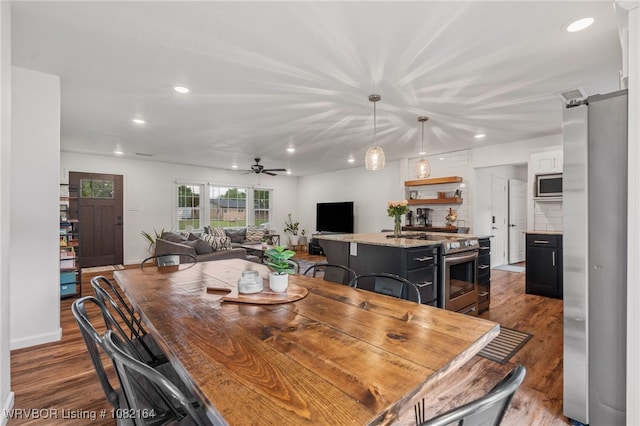 1723 N 52nd St, Fort Smith, AR 72904 - dining space featuring recessed lighting, a ceiling fan, and wood finished floors