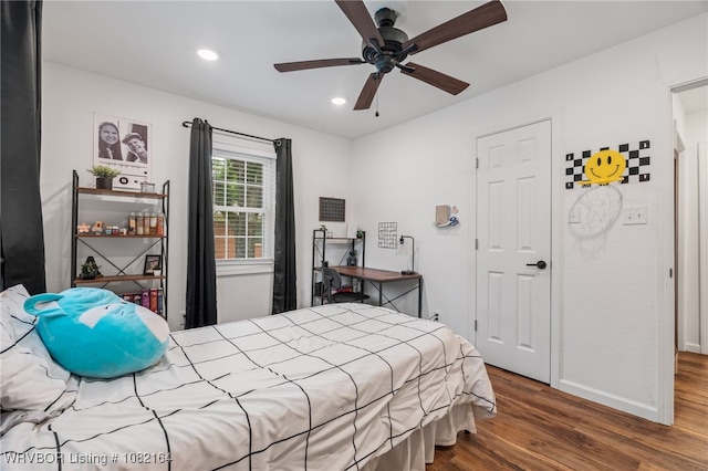 1723 N 52nd St, Fort Smith, AR 72904 - bedroom with wood finished floors, recessed lighting, and a ceiling fan