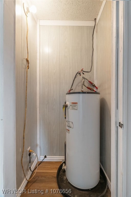 utility room featuring water heater