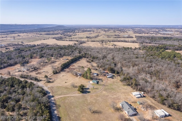 drone / aerial view with a rural view